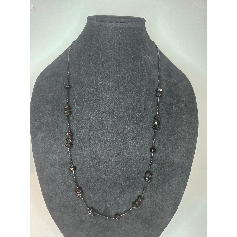 Black Beaded Necklace Faceted Sparkly Beads